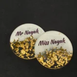 ALT: custom pearl white golden name coaster