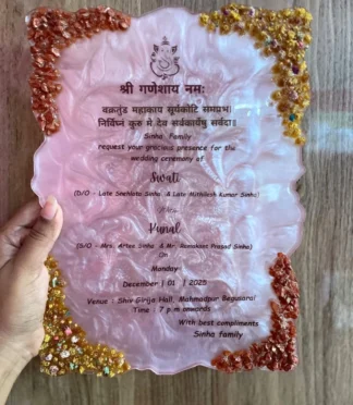 Customized Resin Engagement Invitation -Forever Begins